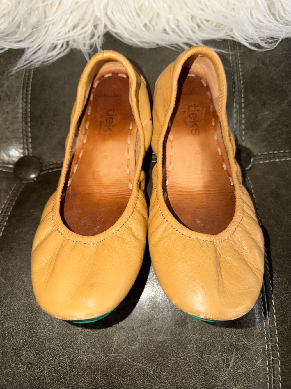 Tieks Leather Ballet Flats in Mustard Tan